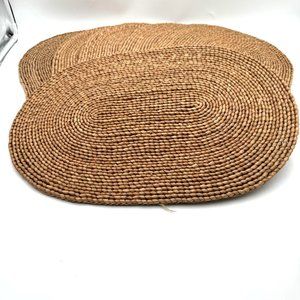 Vintage Hand-Woven Oval Placemat & Round Coaters Set - 6 piece set